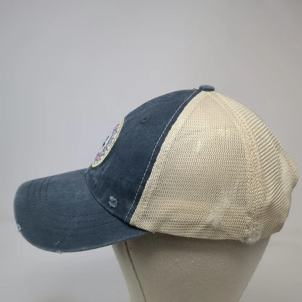 Natural Life Trucker Hat Blue One Size Mandala Mesh Back Snapback Graphic Happy
